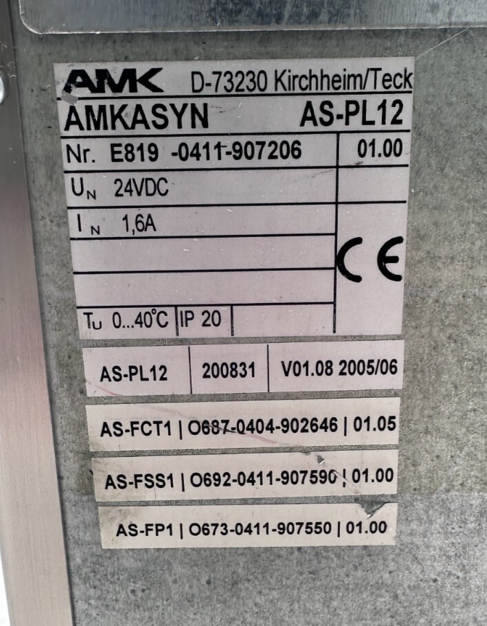 AMK SYMAC AMKASYN AS-PL12 VERSION 01.00 + AS-FCT1 + AS-FSS1 + AS-FP1
