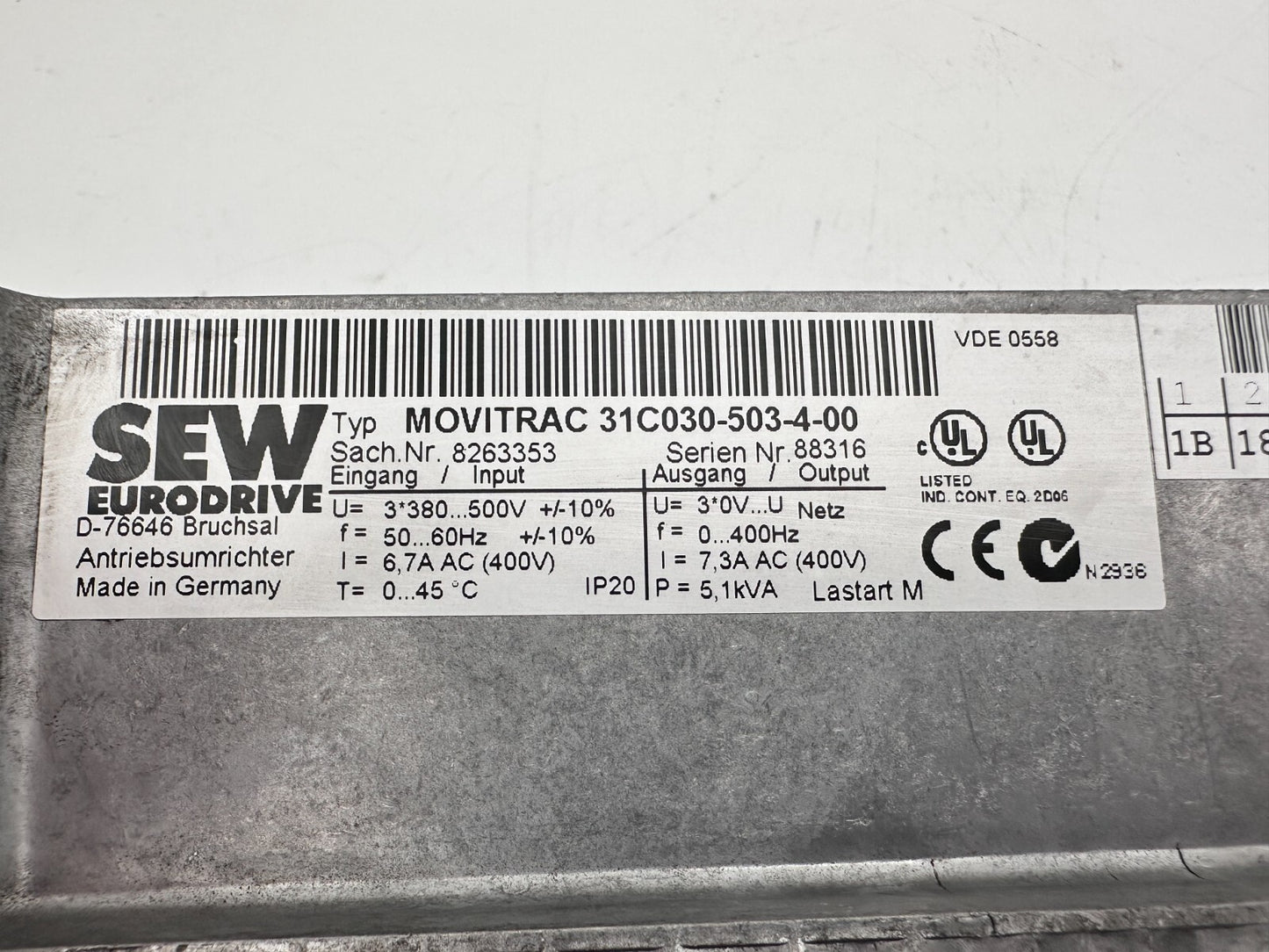 SEW EURODRIVE MOVITRAC 31C030 - 503 - 4 - 00 8263353 VARIATEUR - KLR Automation