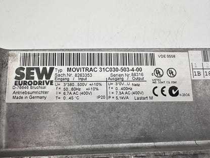 SEW EURODRIVE MOVITRAC 31C030 - 503 - 4 - 00 8263353 VARIATEUR - KLR Automation