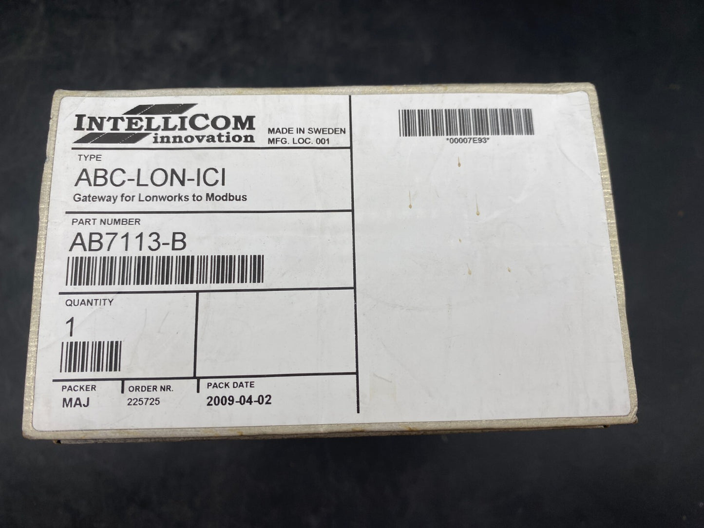 NEW INTELLICOM ABC - LON - ICI GATEWAY FOR LONWORKS TO MODBUS. AB7113 - B - KLR Automation