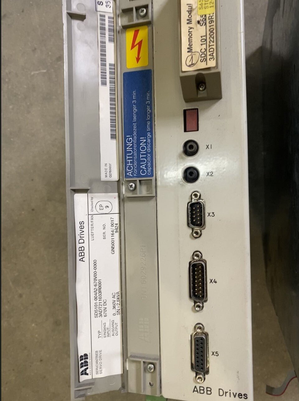 1pc x ABB SD101 - 004A2 - 670V00 - 0000 + MEMORY MODUL SDC 101 S65 3ADT220019R3 - KLR Automation