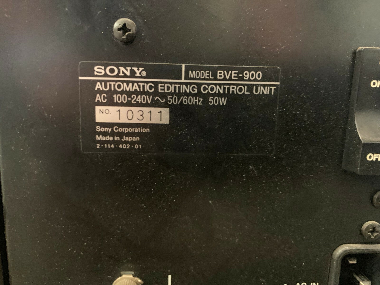 Sony BVE - 900 Professional Video Editing System Broadcast @ - KLR Automation