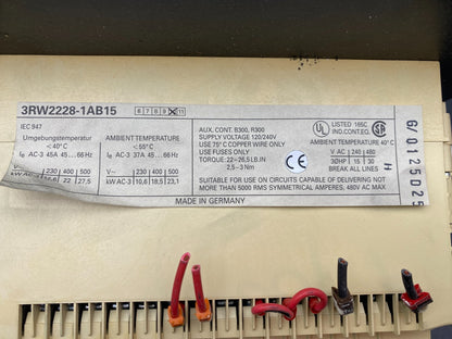 SIEMENS SIKOSTART 3RW22 3RW2228-1AB15 DEMARREUR PROGRESSIF