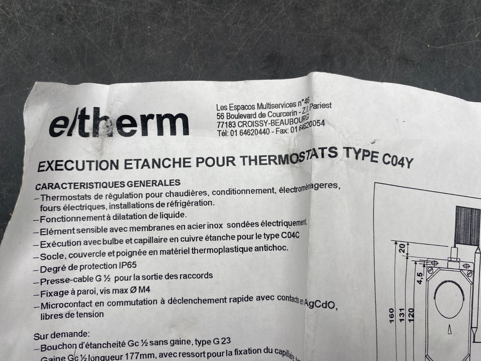 ELTHERM EXECUTION ETANCHE POUR THERMOSTATS TYPE C04Y