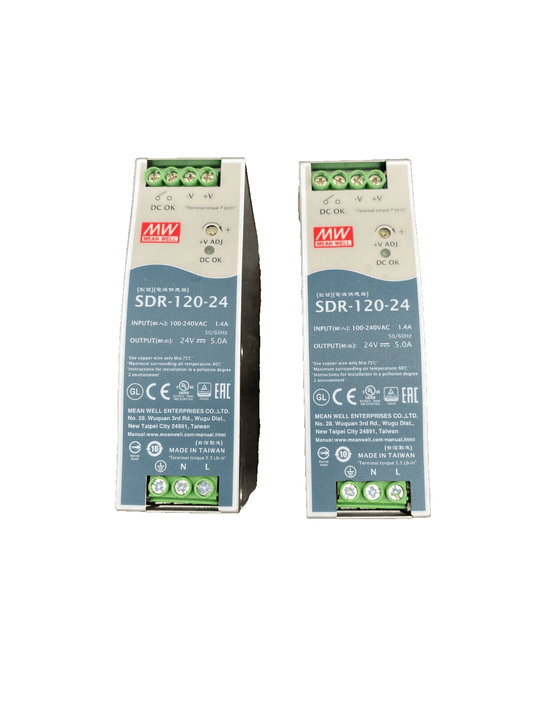 MEAN WELL SDR - 120 - 24 POWER SUPPLY x2 pc - KLR Automation