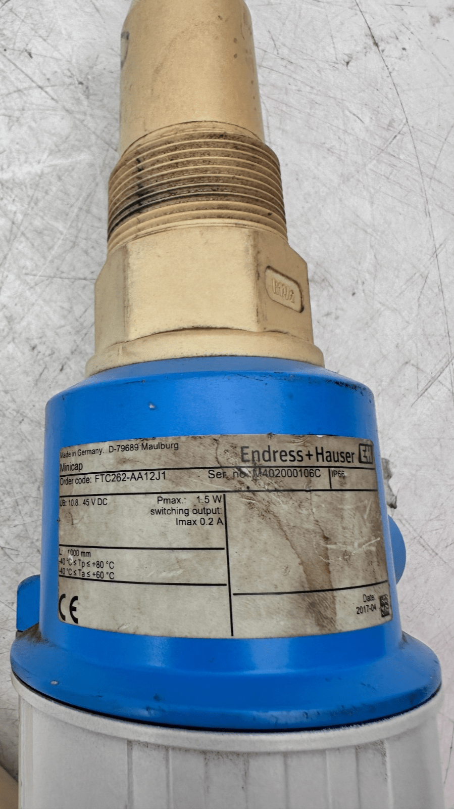 ENDRESS+HAUSER FTC262 - AA12J1 MINICAP DETECTEUR DE NIVEAU CAPACITIF - KLR Automation