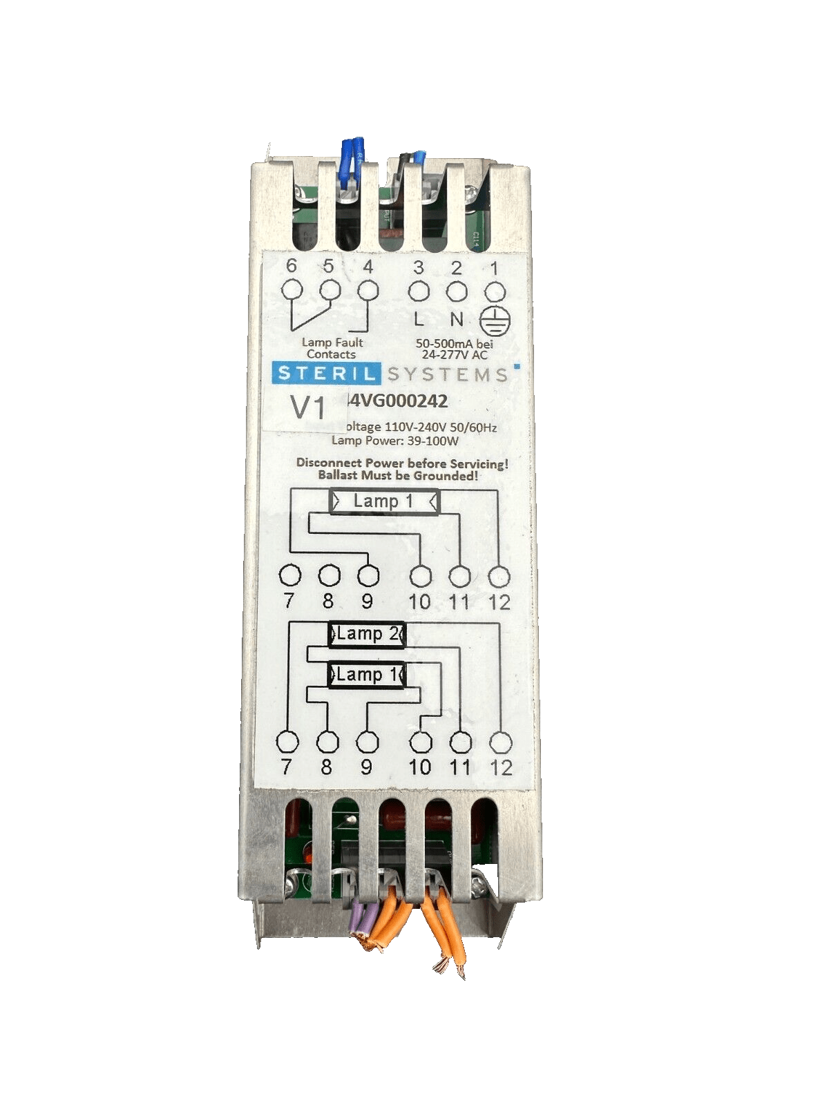 STERIL SYSTEMS 44VG000242 BALLAST 110V - 240V LAMP POWER 39 - 100W x10pc - KLR Automation