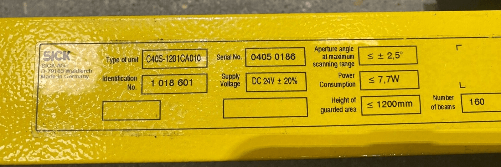 SICK C4000 C40S - 1201CA010 1018601 BARRIERE IMMATERIELLE DE SECURITE EMETTEUR - KLR Automation