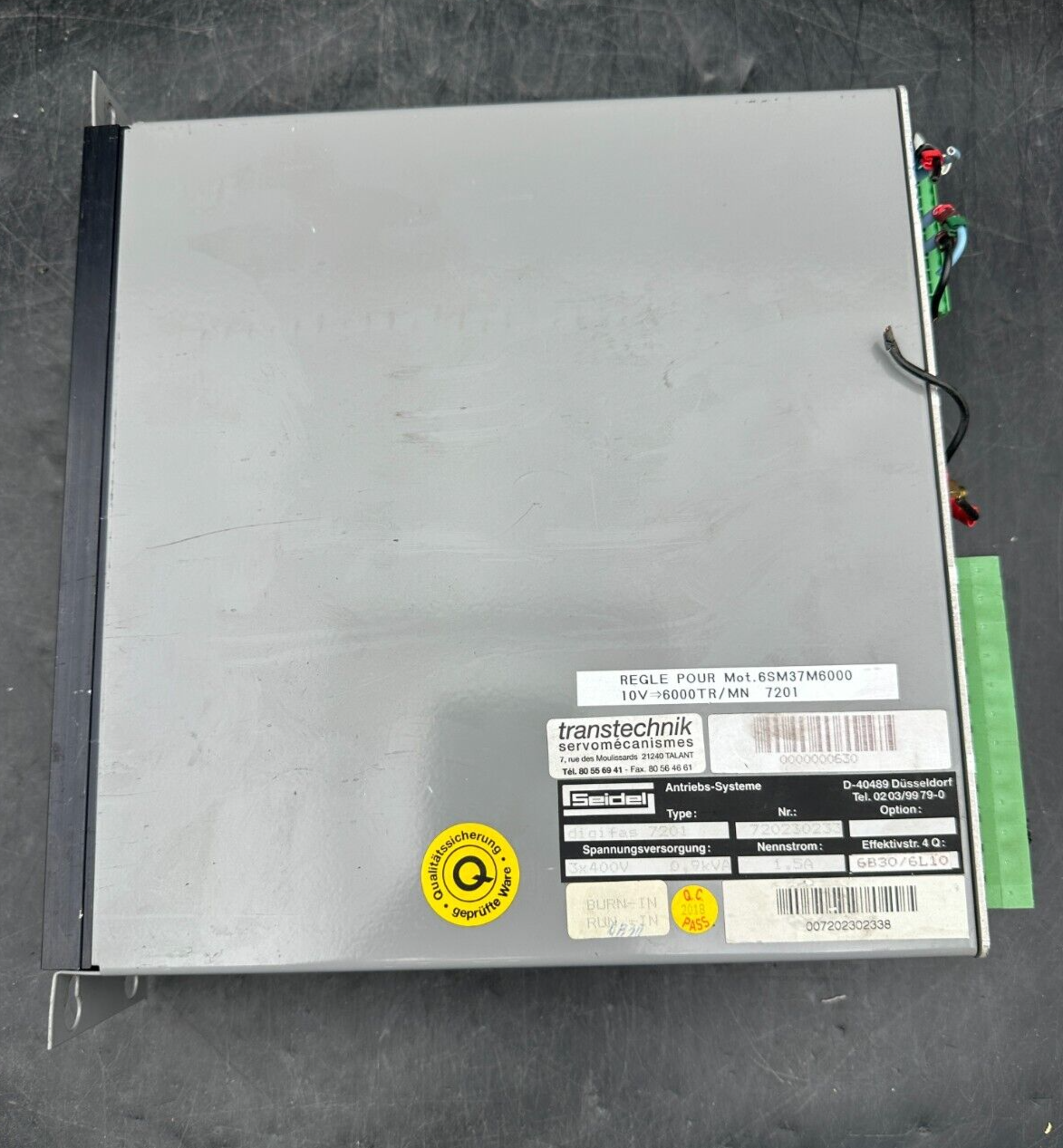 SEIDEL DIGIFAS 7201 KOLLMORGEN 3x400V 0.9kVA 1.5A 6B30/6L10 AMPLIFICATEUR