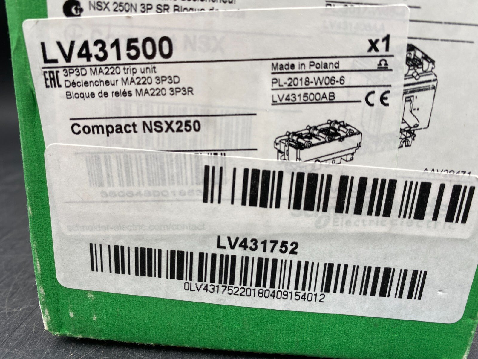 SCHNEIDER ELECTRIC LV431500 COMPACT NSX250 PL - 2018 - W06 - 6 + LV431406 - KLR Automation