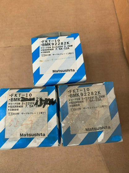 3 x Matsushita Electric FKT-10 BMK-22-82 Thermal Overload Relay