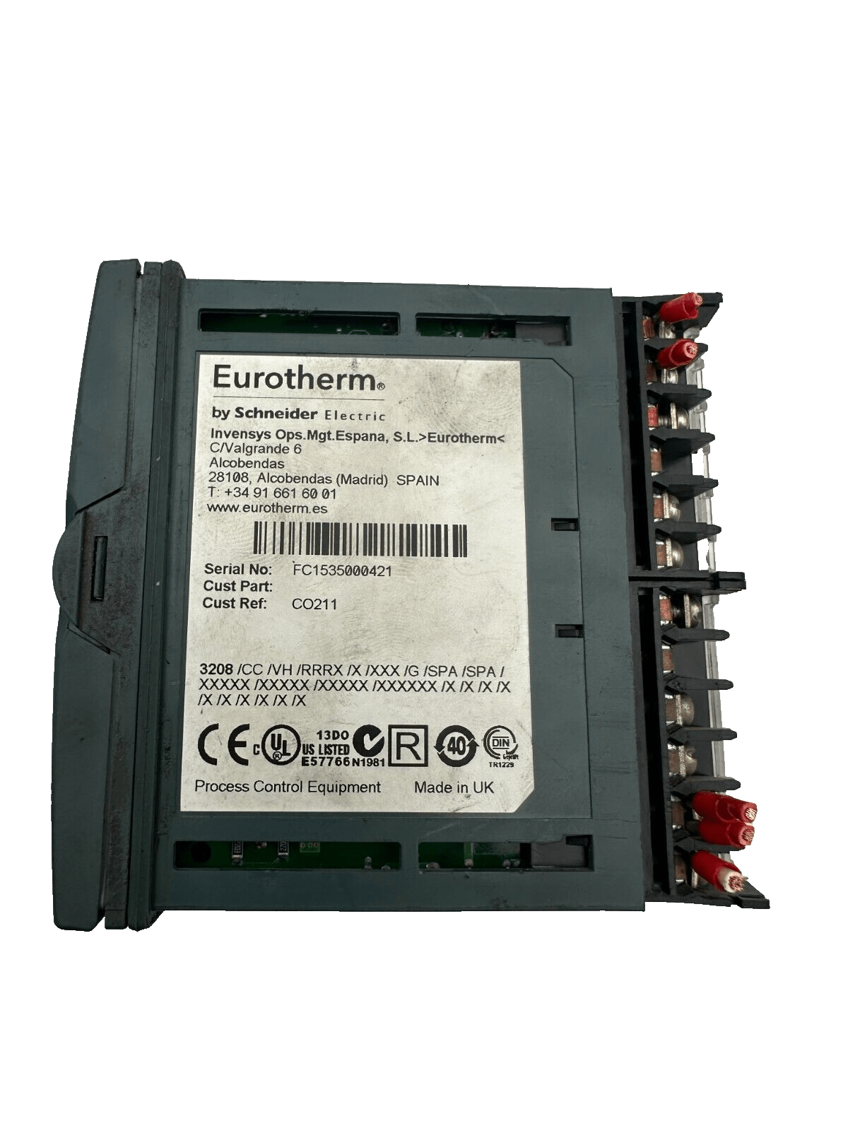 EUROTHERM 3208 3208/CC/VH/RRRX/X/XXX/G/SPA/SPA/XXXXX/XXXXX TEMP. CONTROLLER - KLR Automation