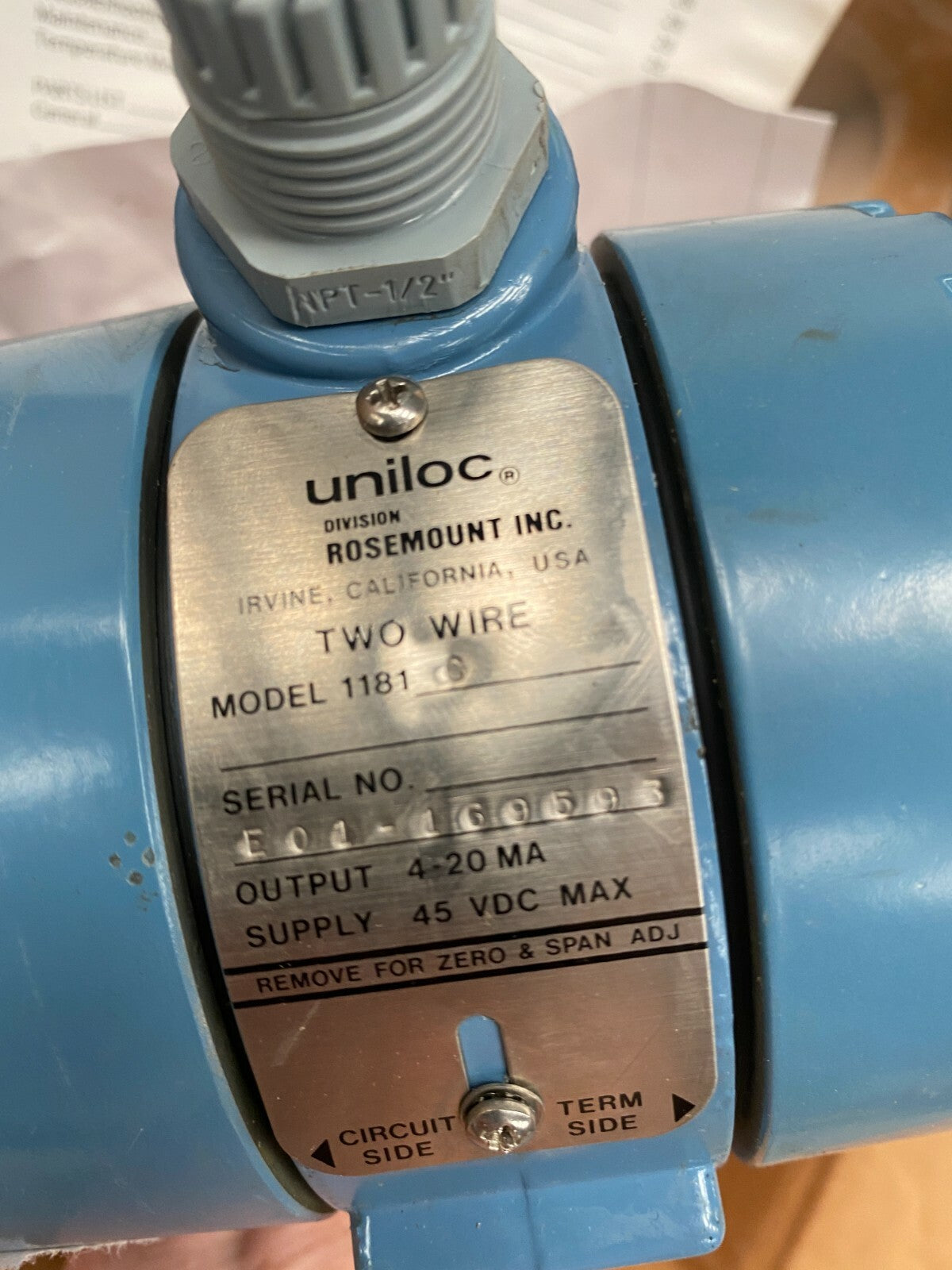 Rosemount 1181C Uniloc 2-Wire Transmitter 1181-C New