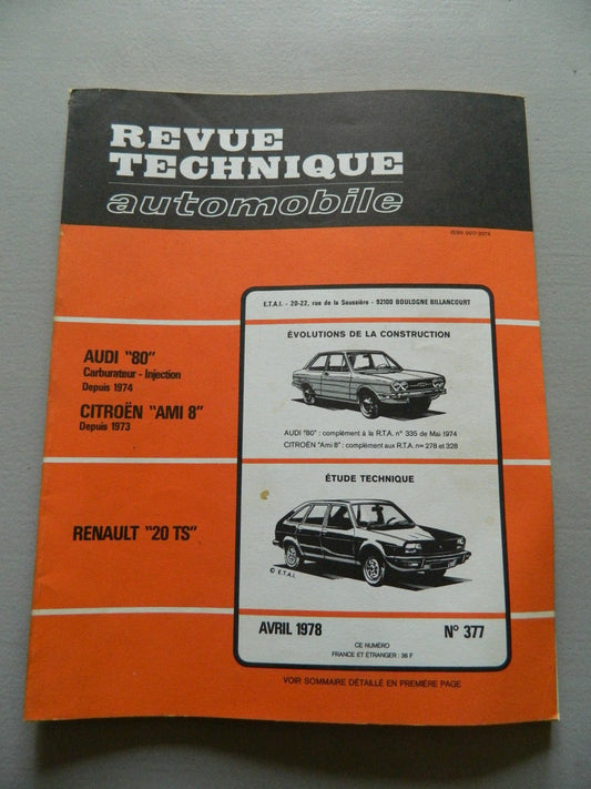RTA revue technique automobile comme neuf n 377 RENAULT 2 TS - KLR Automation