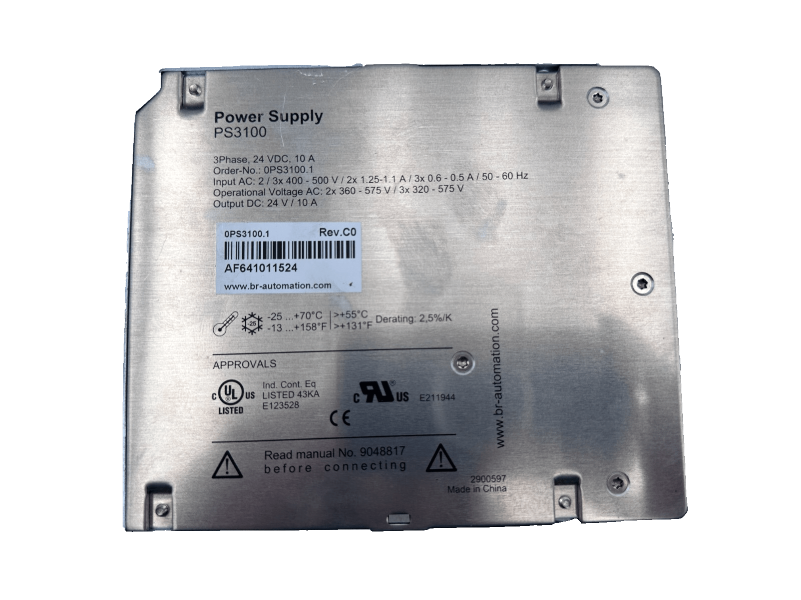 B&R PS3100 0PS3100.1 POWER SUPPLY 3PH 24 VDC 10A - KLR Automation
