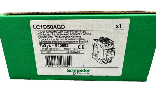 SCHNEIDER ELECTRIC LC1D50AGD CONTACTEUR TRIPOLAIRE AVEC BORNIER EVERLINK