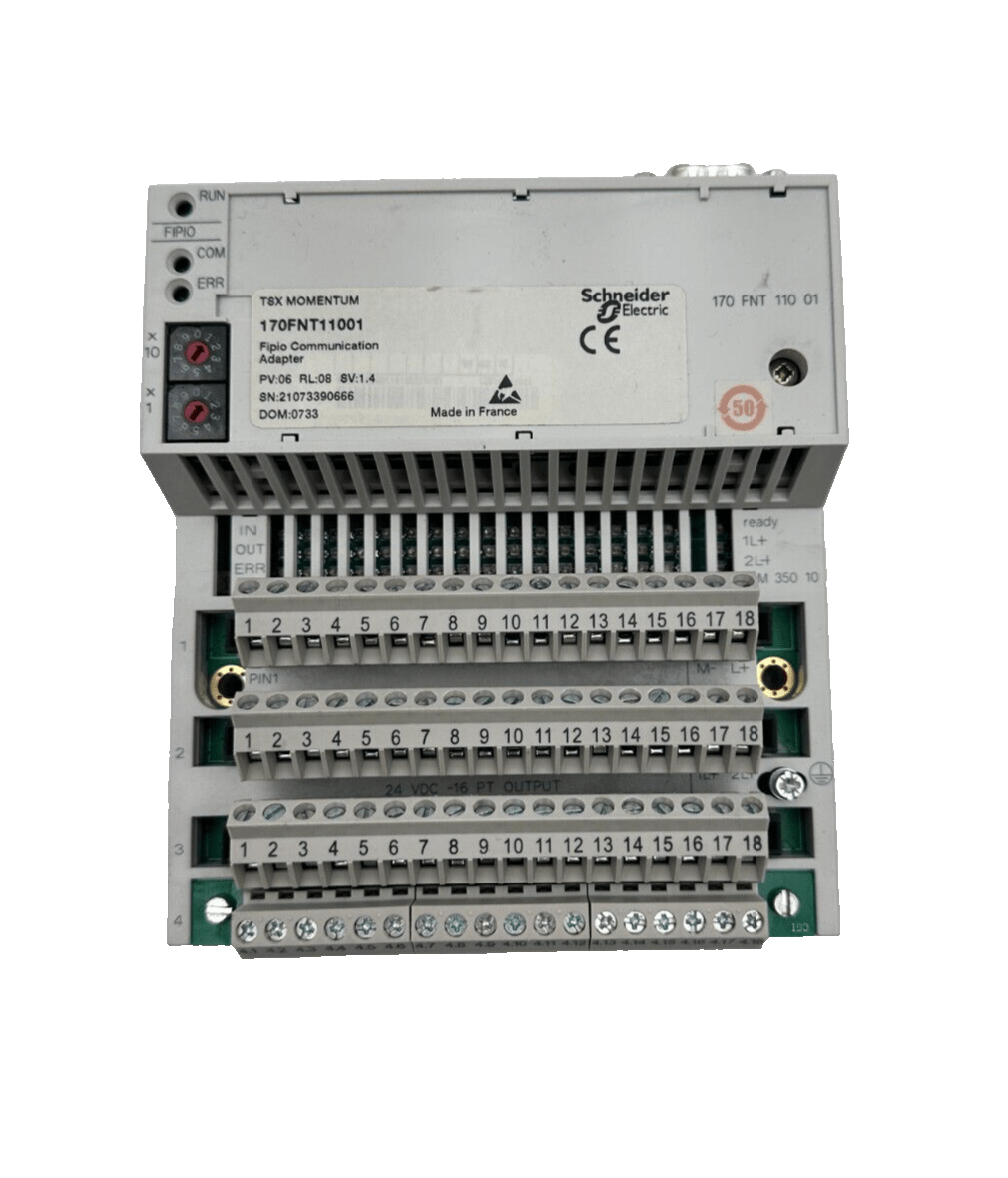 SCHNEIDER ELECTRIC 170FNT11001 FIPIO COMMUNICATION ADAPTER + 170ADM35010 I/O BAS - KLR Automation