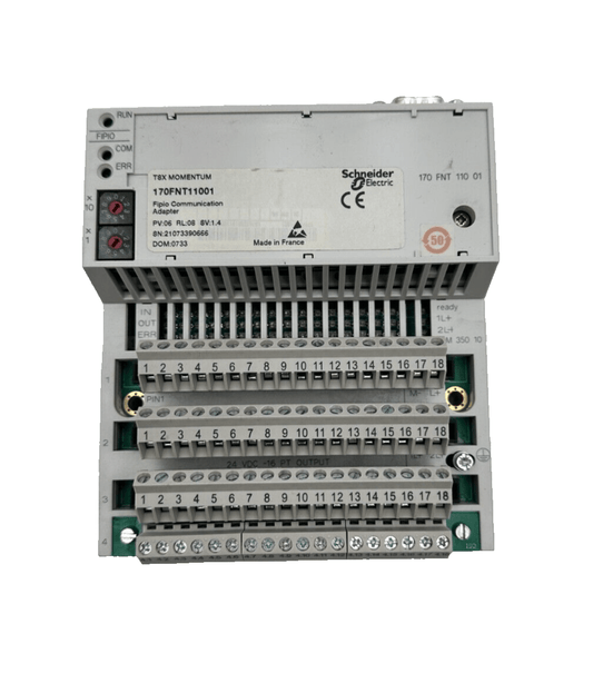 SCHNEIDER ELECTRIC 170FNT11001 FIPIO COMMUNICATION ADAPTER + 170ADM35010 I/O BAS - KLR Automation