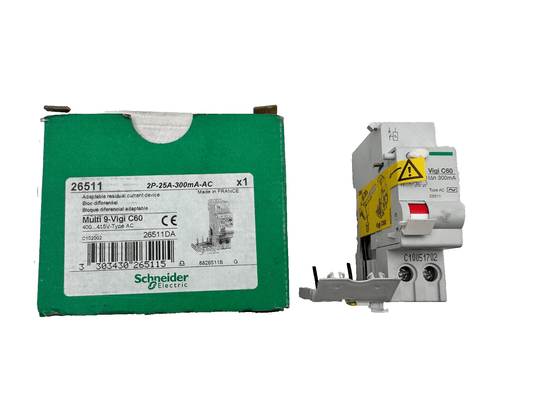 SCHNEIDER ELECTRIC 26511 MULTI 9 VIGI C60 2P - 25A - 300mA - AC BLOC DIFFERENTIEL - KLR Automation