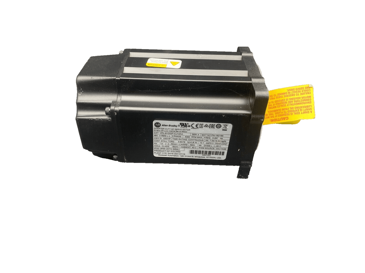 ALLEN - BRADLEY VPL - B1303F - CJ12AA INVERTER DUTY AC SERVO MOTOR 3PH 480V 4000 RPM - KLR Automation