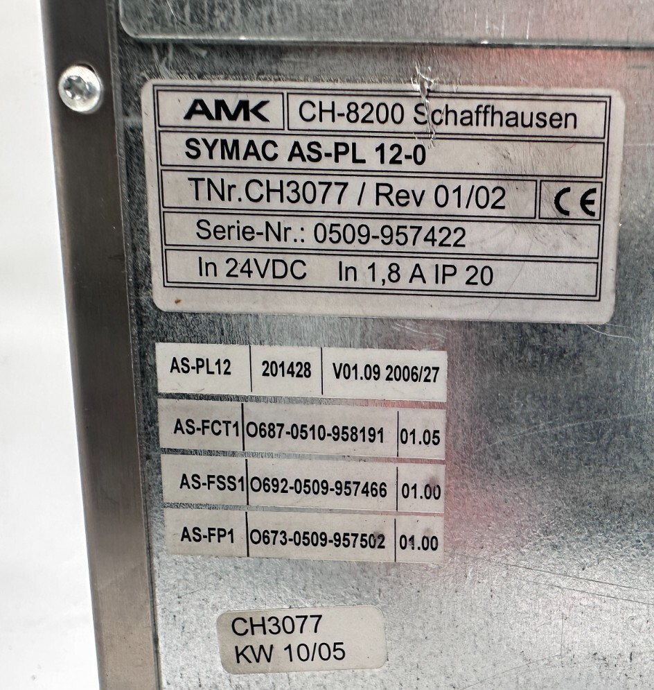 AMK SYMAC AMKASYN AS-PL12 VERSION 01.02 + AS-FCT1 + AS-FSS1 + AS-FP1