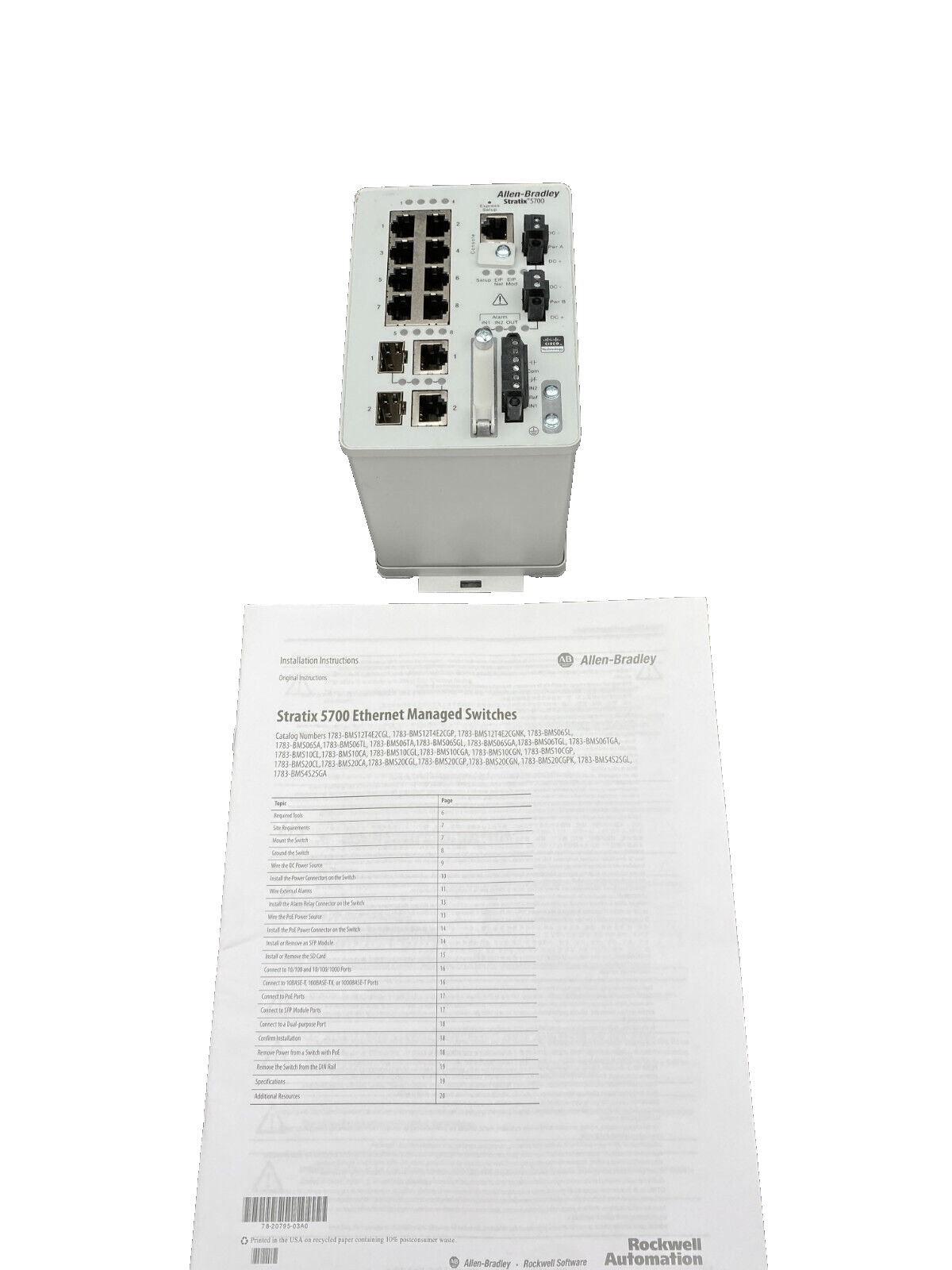 Allen Bradley 1783 - BMS10CGA ALLEN - BRADLEY STRATIX 5700 MANAGED ETHERNET SWITCH - KLR Automation