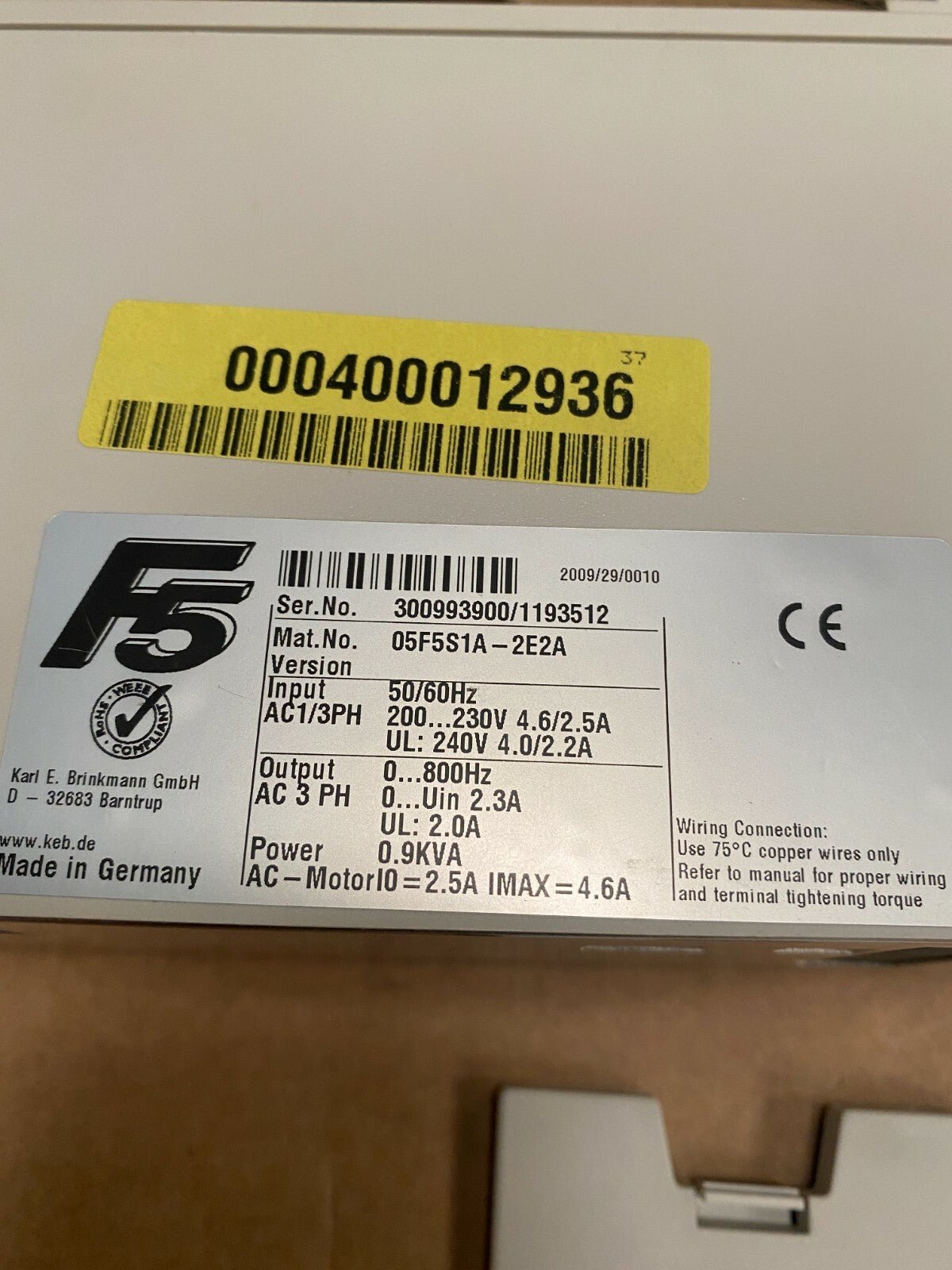KEB Servo Drive F5 05.F5.S1A - 2E2A 05F5S1A - 2E2A OLD STOCK NEW - KLR Automation