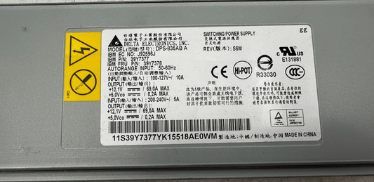 DELTA ELECTRONICS DPS - 835AB A IBM 39Y7378 SWITCHING POWER SUPPLY - KLR Automation