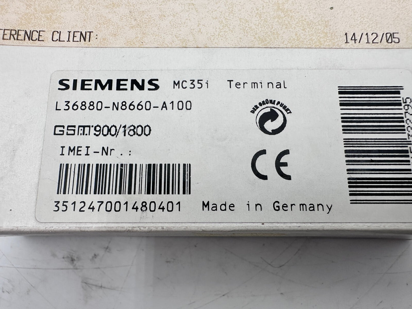 SIEMENS MC35I SMTMC35I - TERMINAL MODULE GSM 900/1800 L36880 - N8660 - A100 - KLR Automation