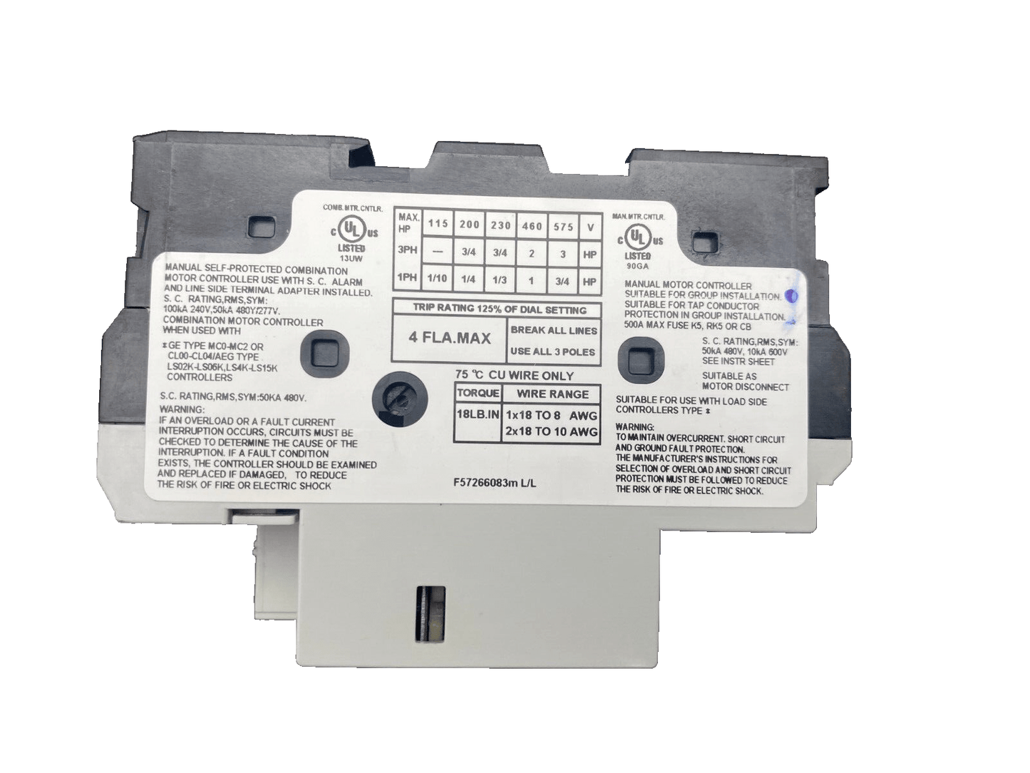 GENERAL ELECTRIC GPS1BSAH MOTOR STARTER x1pc - KLR Automation