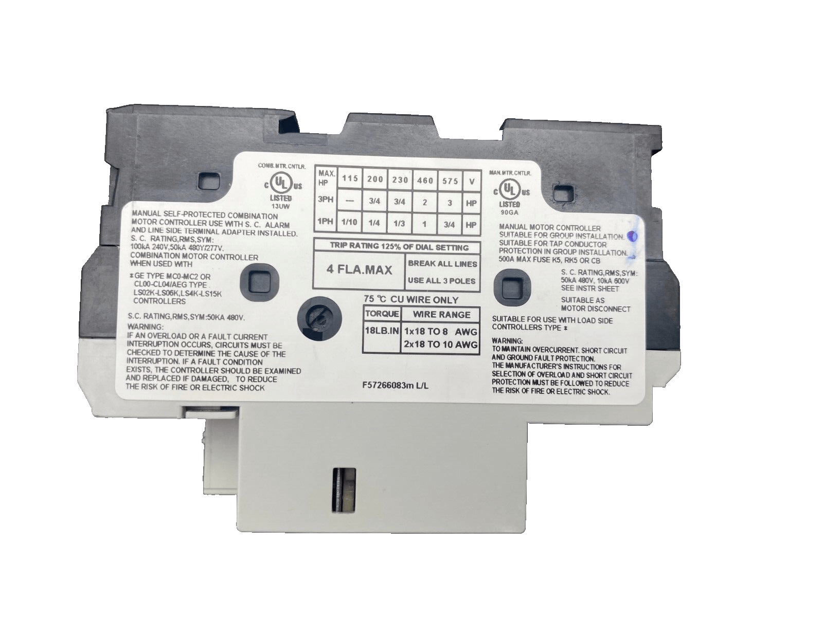 GENERAL ELECTRIC GPS1BSAH MOTOR STARTER x1pc - KLR Automation