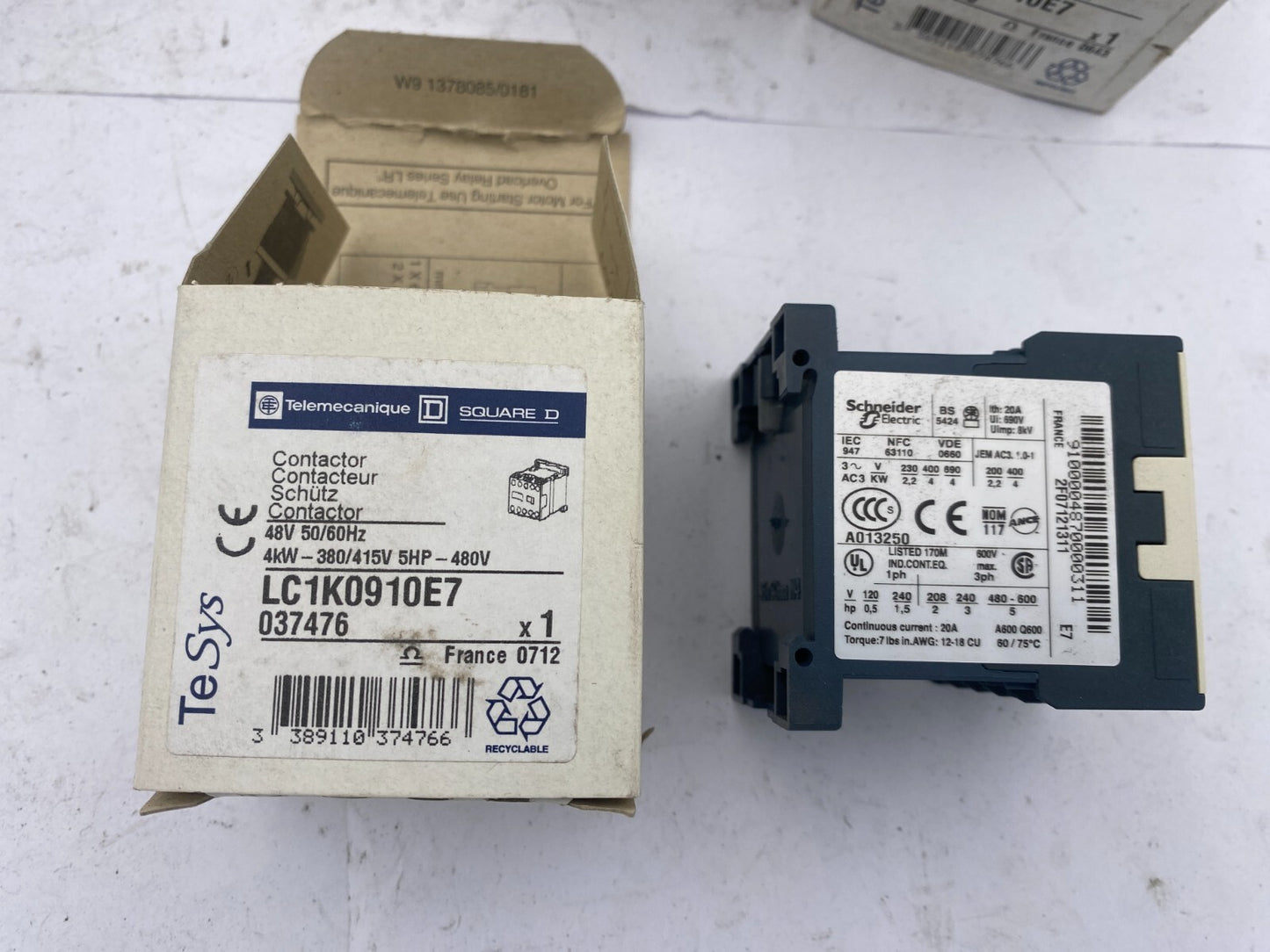 1pc x TELEMECANIQUE LC1K0910E7 037476 48V 50 - 60Hz CONTACTOR - KLR Automation