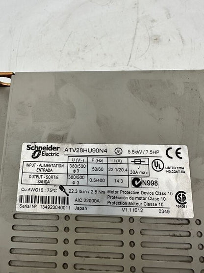 1pc x TELEMECANIQUE VARIATOR ALTIVAR 28 SQUARE D / ATV28HU90N4 5.5Kw/7.5HP - KLR Automation