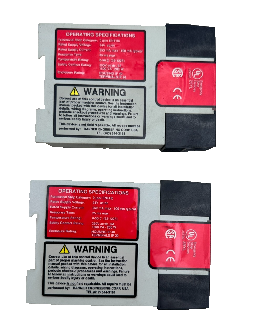 BANNER ES-FA-9AA SAFETY RELAY x2pc