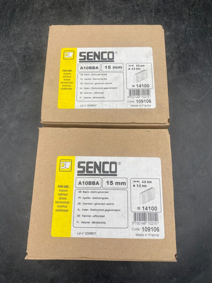 SENCO 109106 A10BBA 15mm AGRAFES ELECTROZINGUEES 14100pcs x2pc - KLR Automation