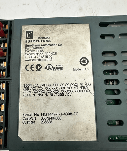 EUROTHERM 3504 3504/CC/VH/X/XX/X/X/XXX/G/LO/RR 235688 TEMPERATURE CONTROLLER - KLR Automation
