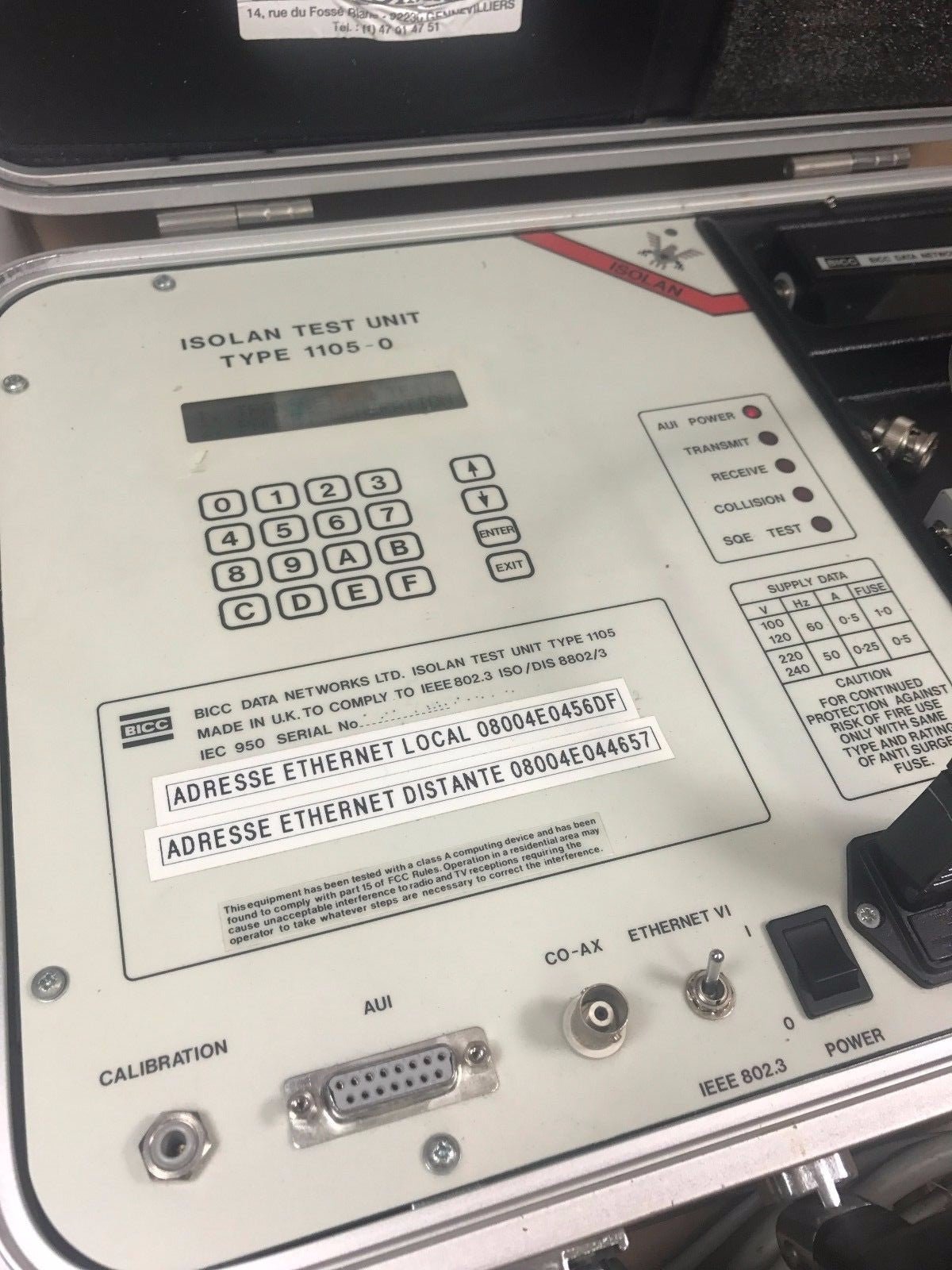 BICC Data Networks Isolan 1105 - 0 Ethernet DiagnosticTest CentreCom 200 ASP320 - KLR Automation