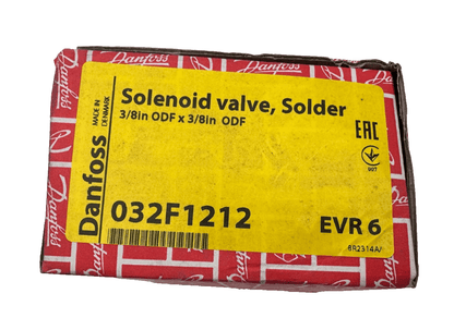 DANFOSS EVR 6 032F1212 SOLENOID VALVE SOLDER 3/8in ODF x 3/8in ODF - KLR Automation