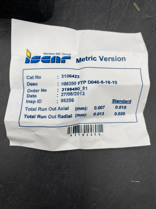 ISACAR TOOL HM390 FTP D040 - 5 - 16 - 10 - KLR Automation