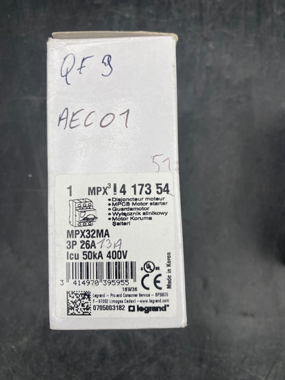 1 pc x LEGRAND MPX32MA 4 173 51 13A MAGNETIC MOTOR CIRCUIT BREAKER - KLR Automation