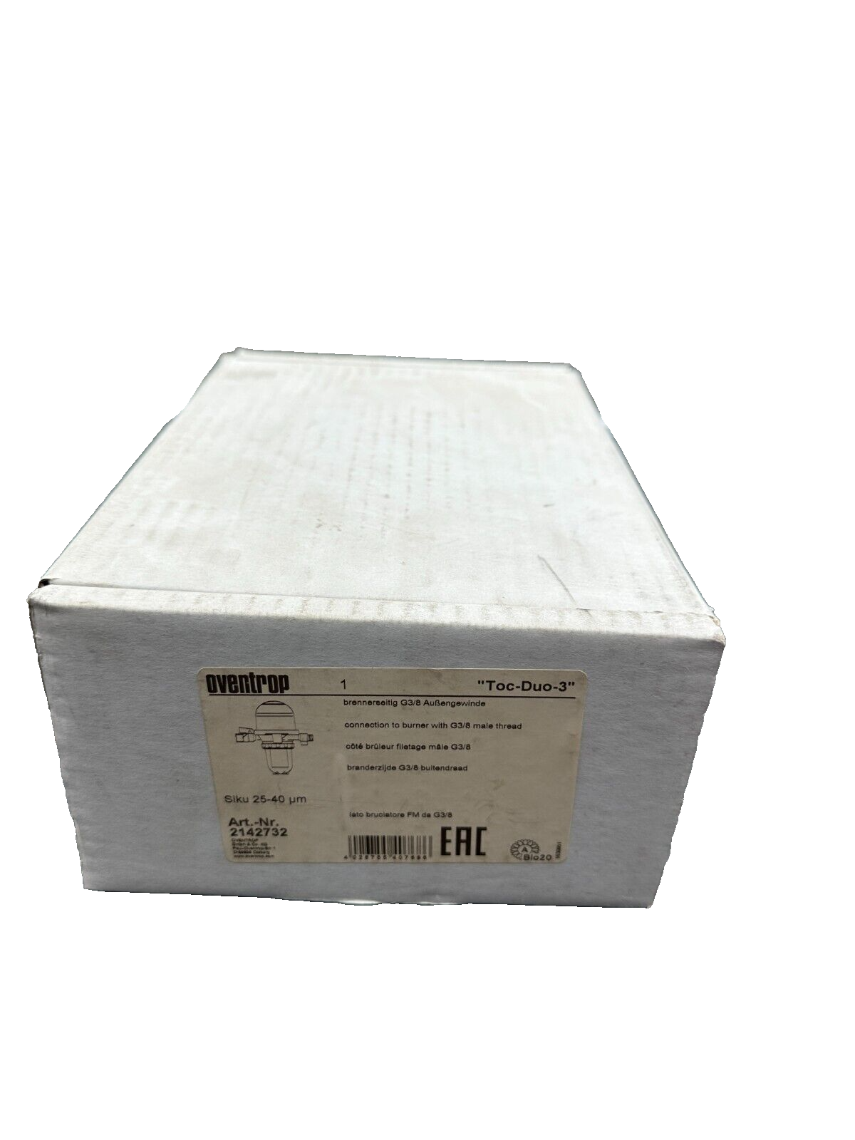 OVENTROP 2142732 TOC-DUO-3 COTE BRULEUR FILETAGE MALE G3/8 SIKU 25-40µm