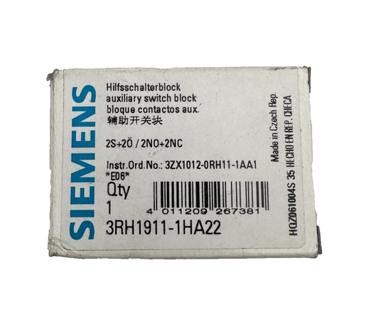 SIEMENS 3RH1911 - 1HA22 AUXILIARY SWITCH BLOCK x2pc - KLR Automation