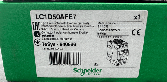 SCHNEIDER ELECTRIC LC1D50AFE7 CONTACTEUR TRIPOLAIRE AVEC BORNIER EVERLINK x1pc - KLR Automation