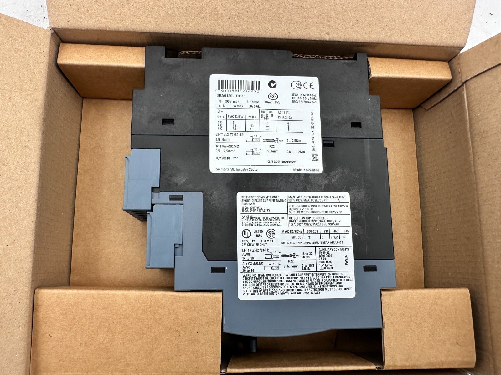 SIEMENS 3RA6120 - 1DP33 SIRIUS DEPART MOTEUR - KLR Automation