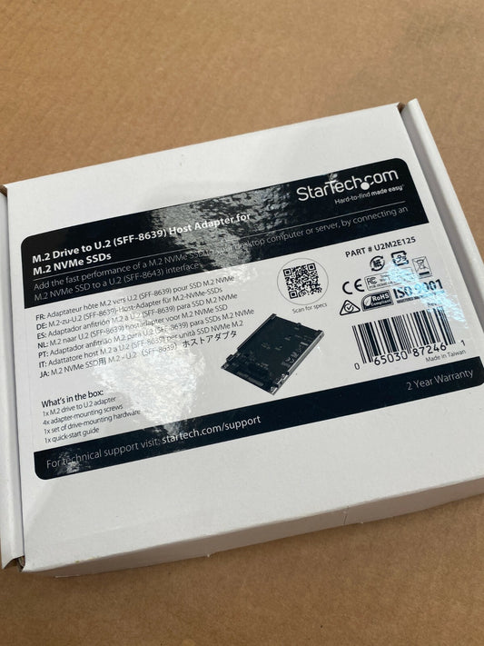 Startech.com Adaptateur PCIe M.2 U.2 SFF - 8639 + SSD 256Gb MZ - NTY2560 + VLW2560 - KLR Automation
