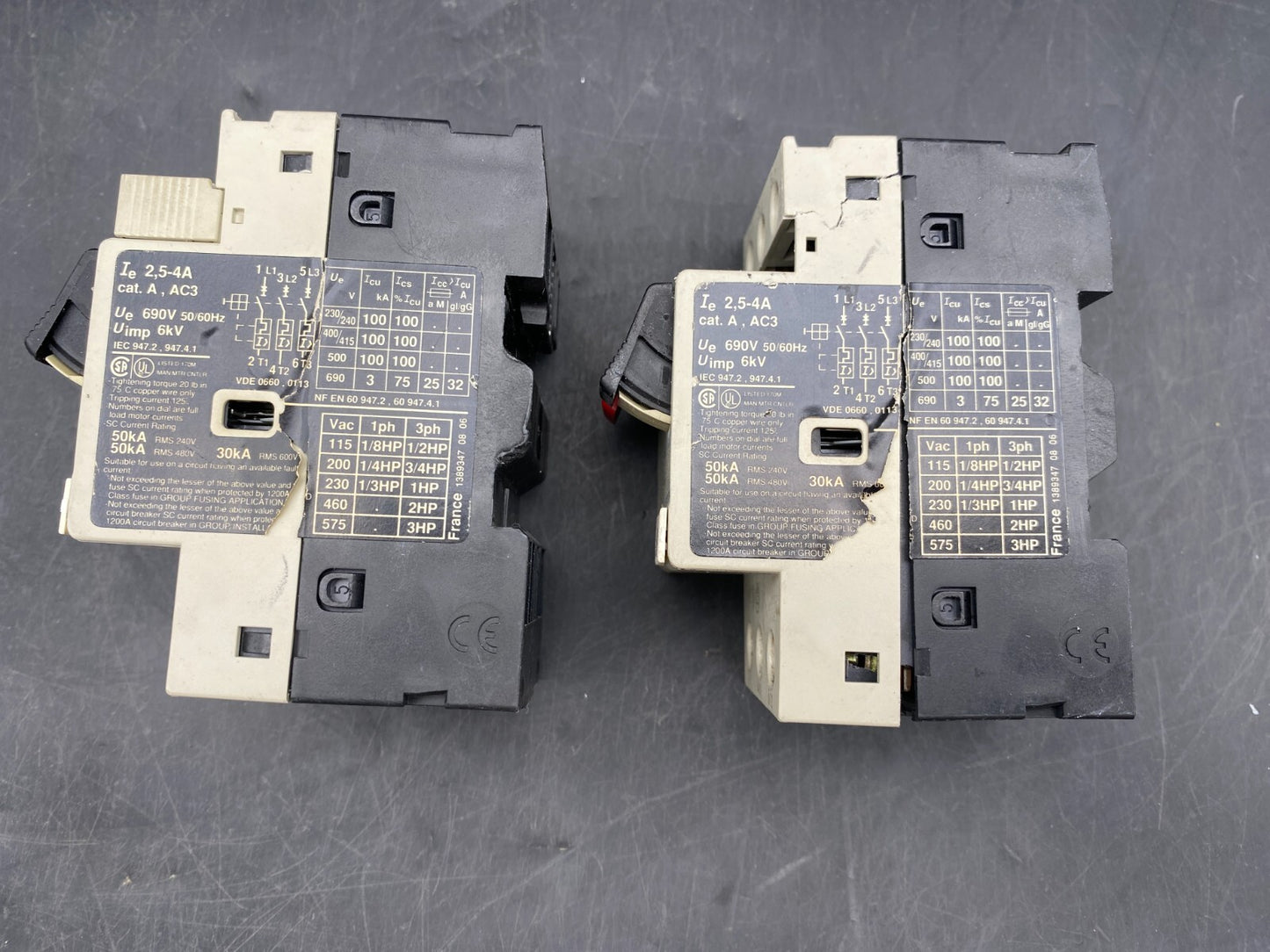 LOT DE 2 TELEMECANIQUE GV2-M08 DISJONCTEUR MOTEUR