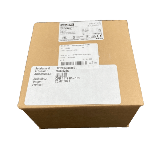 SIEMENS SIMATIC ET 200SP CPU 6ES7 512 - 1SK01 - 0AB0 + 6ES7 193 - 6PA00 - 0AA0 NEW - KLR Automation