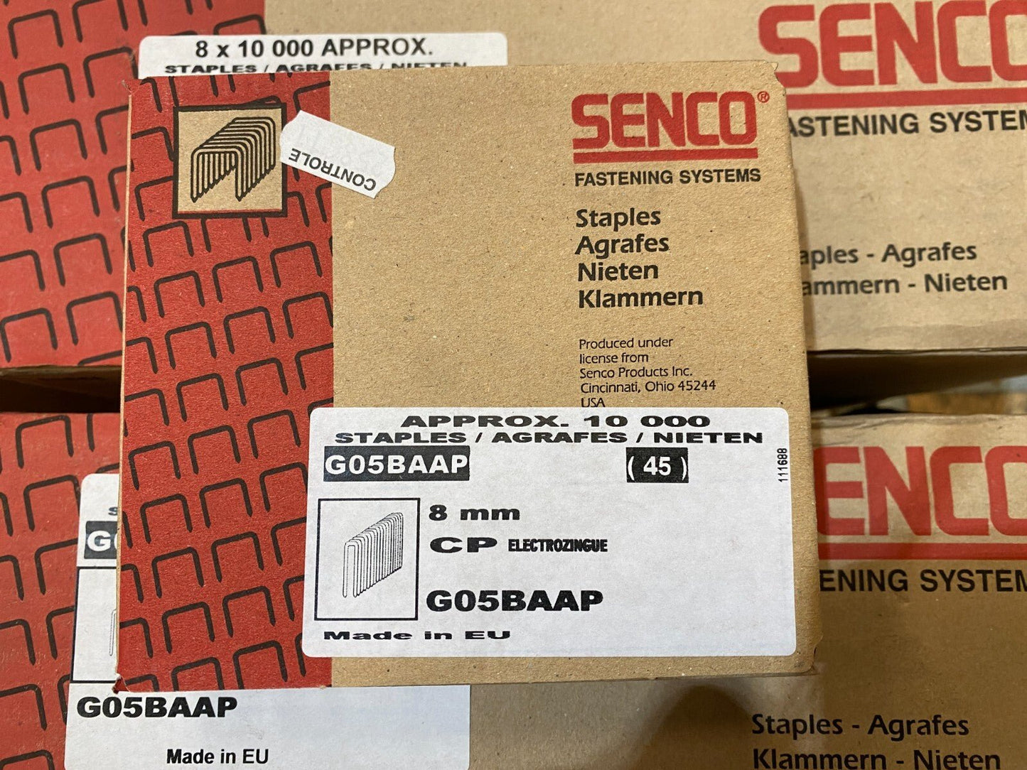 SENCO G05BAAP AGRAFES 8mm CP ELECTROZINGUE CARTON DE 80000pcs x1pc - KLR Automation