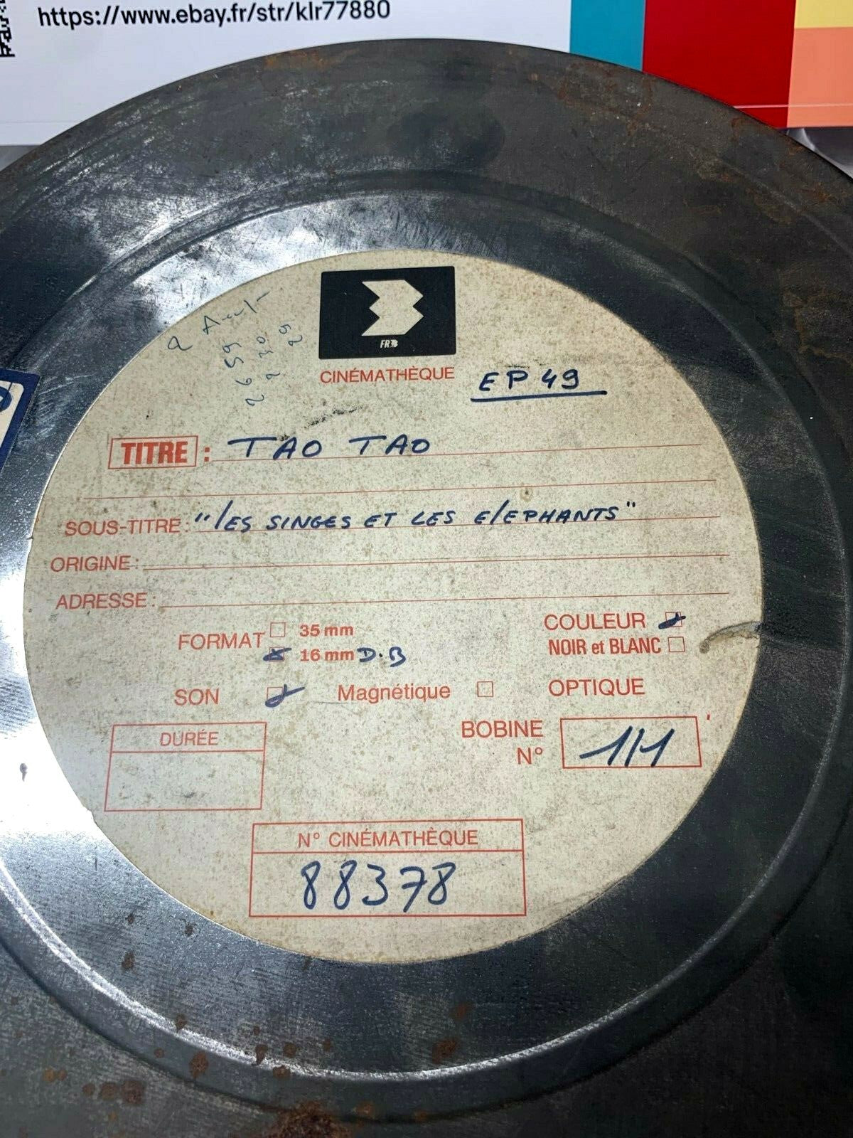 Old RARE Film Tao Tao les singes et les elephants Episode 49 Film 16mm 88378 FR3
