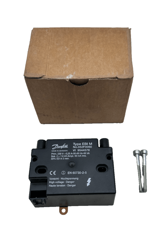 DANFOSS TYPE EBI M 052F0050 TRANSFORMATEUR 230V 0.25A 2x7.5 kV 40mA rms - KLR Automation
